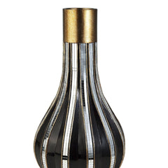 16.25" Tall Polyresin Decorative Vase, Gold finish with Mosaic Glass Stripes