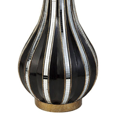 16.25" Tall Polyresin Decorative Vase, Gold finish with Mosaic Glass Stripes