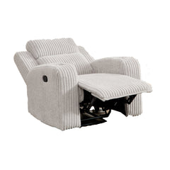 Recliner Sofa Couch 1-Seater, Manual Recliner Corduroy, Cup Holders, Reclining Couch for Living Room Grey