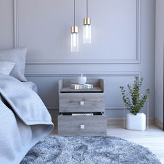 York Nightstand, Superior Top, Two Drawers, Four Casters