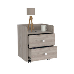 York Nightstand, Superior Top, Two Drawers, Four Casters