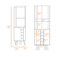 Grace Corner Bar Cabinet, Six Built-in Wine Rack, Four Shelves, Door, Two Shelves