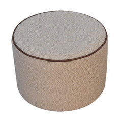 Serenity Large Round Footstool, Upholstered, Beige