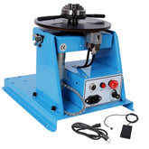 10KG/22LBS Rotary Welding Positioner, 110V, 20W Portable Welder Positioning Machine, 0-90° Welding Positioning Turntable Table , with 3-Jaw Lathe Chuck,Blue Color