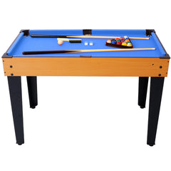 5-in-1 Multi-Game Table - Billiards, Push Hockey, Foosball, Ping Pong, and Basketball brown /blue
