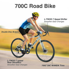700C Road Bike ,7 Speed Road Bike, for Men Women ,Aluminum Alloy Frame