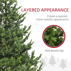 HOMCOM 6ft Artificial Christmas Tree, Sparse Realistic Cedar Tree with 1933 Tips, Easy Assembly, Hinged Xmas Tree for Home Office Holiday, Green