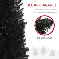 HOMCOM 8' Artificial Pencil Christmas Tree, Slim Xmas Tree with 618 Realistic Branch Tips and Plastic Stand, Black