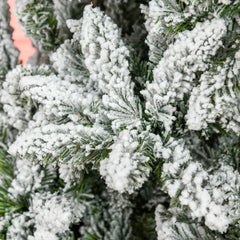 HOMCOM 7.5' Tall Unlit Snow Flocked Pine Artificial Christmas Tree with Realistic Branches, Green