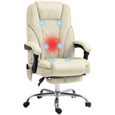 Vinsetto Massage Office Chair with Foot Rest, Executive Office Chair with 6 Vibration Point and Heat, Reclining Computer Chair, Swivel Desk Chair, Adjustable Height, Beige