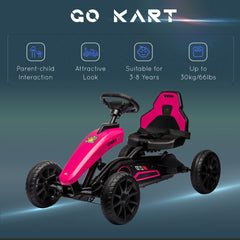 Aosom Kids Pedal Go Kart, Outdoor Ride on Toys with Swing Axle, Adjustable Seat, Handbrake, 4 Shock-Absorbing Wheels, Gift for Boys and Girls Aged 3-8 Years Old, Pink