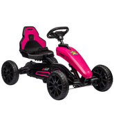 Aosom Kids Pedal Go Kart, Outdoor Ride on Toys with Swing Axle, Adjustable Seat, Handbrake, 4 Shock-Absorbing Wheels, Gift for Boys and Girls Aged 3-8 Years Old, Pink