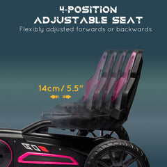 Aosom Kids Pedal Go Kart, Outdoor Ride on Toys with Swing Axle, Adjustable Seat, Handbrake, 4 Shock-Absorbing Wheels, Gift for Boys and Girls Aged 3-8 Years Old, Pink