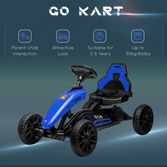 Aosom Kids Pedal Go Kart, Outdoor Ride on Toys with Swing Axle, Adjustable Seat, Handbrake, 4 Shock-Absorbing Wheels, Gift for Boys and Girls Aged 3-8 Years Old, Blue
