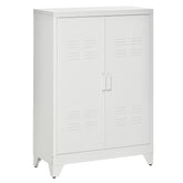 HOMCOM Industrial Storage Cabinet, Steel Garage Cabinet with Double Doors and Adjustable Shelves, White