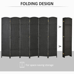 HOMCOM Room Divider, 6 Panel Folding Privacy Screen, 5.6' Tall Freestanding Wall Partition for Home Office, Bedroom, Black