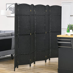 HOMCOM Room Divider, 6 Panel Folding Privacy Screen, 5.6' Tall Freestanding Wall Partition for Home Office, Bedroom, Black