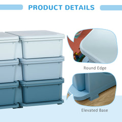 Qaba 3 Tier Kids Storage Unit, 6 Drawer Chest Toy Organizer Plastic Bins for Kids Bedroom Nursery Kindergarten Living Room for Boys Girls Toddlers, Blue