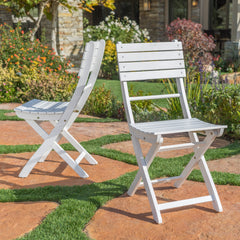 Outdoor Acacia Wood Folding Dining Chair (Set of 2),White