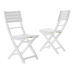Outdoor Acacia Wood Folding Dining Chair (Set of 2),White