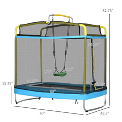 Qaba 3-in-1 Trampoline for Kids, 6.9' Kids Trampoline with Enclosure, Swing, Gymnastics Bar, Toddler Trampoline for Outdoor/Indoor Use, Light Blue