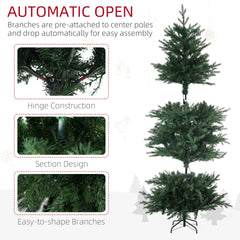 HOMCOM 6ft Tall Prelit Artificial Christmas Tree Holiday Décor with 2328 Branches, 400 Warm White LED Lights, Auto Open, 8 Light Modes