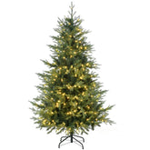 HOMCOM 6ft Tall Prelit Artificial Christmas Tree Holiday Décor with 2328 Branches, 400 Warm White LED Lights, Auto Open, 8 Light Modes