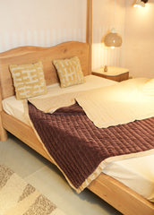 Cotton Velvet Stonewashed Hand Quilted Bedspread with Flanges-88X92"