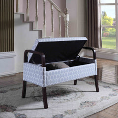 23.25" Tall Wooden Storage Seat, Sky Blue Circle Print