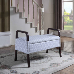23.25" Tall Wooden Storage Seat, Sky Blue Circle Print