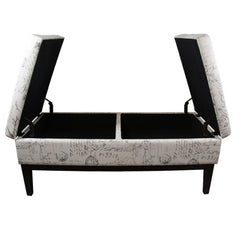 19.5" Tall Storage Bench, Dual Lift, Old-World Print
