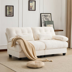 67" Loveseat - 4-Position Adjustable Backrest, 350lb/Seat, Soft Chenille Fabric, 2 Throw Pillows, Easy Assembly
