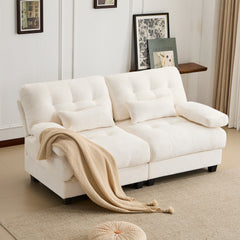 67" Loveseat - 4-Position Adjustable Backrest, 350lb/Seat, Soft Chenille Fabric, 2 Throw Pillows, Easy Assembly