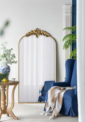 66" x 36" Full Length Mirror, Arched Mirror Hanging or Leaning Against Wall, Large Gold Mirror for Living Room