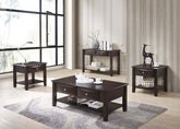 Espresso Finish 4pc Occasional Tables Set Living Room Coffee And Console Table 2x End Tables Wooden Classic Drawers Open Storage Shelf Base