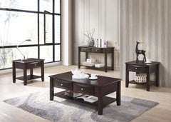 Espresso Finish 4pc Occasional Tables Set Living Room Coffee And Console Table 2x End Tables Wooden Classic Drawers Open Storage Shelf Base