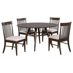 Shirley Dark Walnut 5-piece Round Dining Table Set