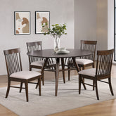 Shirley Dark Walnut 5-piece Round Dining Table Set
