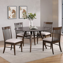 Shirley Dark Walnut 5-piece Round Dining Table Set
