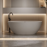 55'' Freestanding Bathtub Resin Stone Soaking Bathtub Solid Surface Modern Tubs with Overflow and Pop-up Drain