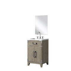 Grey Oak Single Bath Vanity 20 in. W x 18 in. D, Acrylic Countertop, 18 in. Mirror and Faucet Set