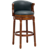 Cow top Leather Wooden Bar Stools, 360 Degree Swivel Bar Chair with Backs,Bar height Couner Height Barstools for Home Kitchen Dining Room and Bar Room (dark blue 1pc)