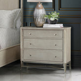 Mantalia Solid Wood 3-Drawer Nightstand with Metal Frame, Nightstand Only, Champagne