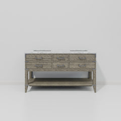 Grey Oak Double Bath Vanity 60 in. W x 22 in. D, with Carrara Marble Top