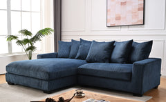Luxe Oversized Two-Piece Left Facing Sectional Couches for Living Room, 102.4-Inch L Shaped Sofa with Chaise, Upholstered with Corduroy Fabric, Blue