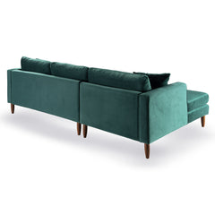 Blake L-Shaped Dark Green Velvet Sectional Sofa Left Facing