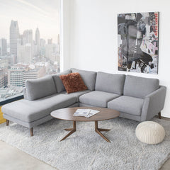 Benson Grey Fabric Sectional Sofa Left Facing Chaise