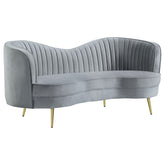 Reigha Grey and Gold Upholstered Loveseat