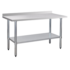 24" x 60" 18-Gauge Stainless Steel Commercial Work Table with 4" Backsplash and Undershelf