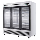 72" Cu Ft Three Glass Door Commercial Reach-In Display Refrigerator, Triple-Door Merchandiser Cooler 33–40°F, Stainless Steel, R290, ETL DOE
